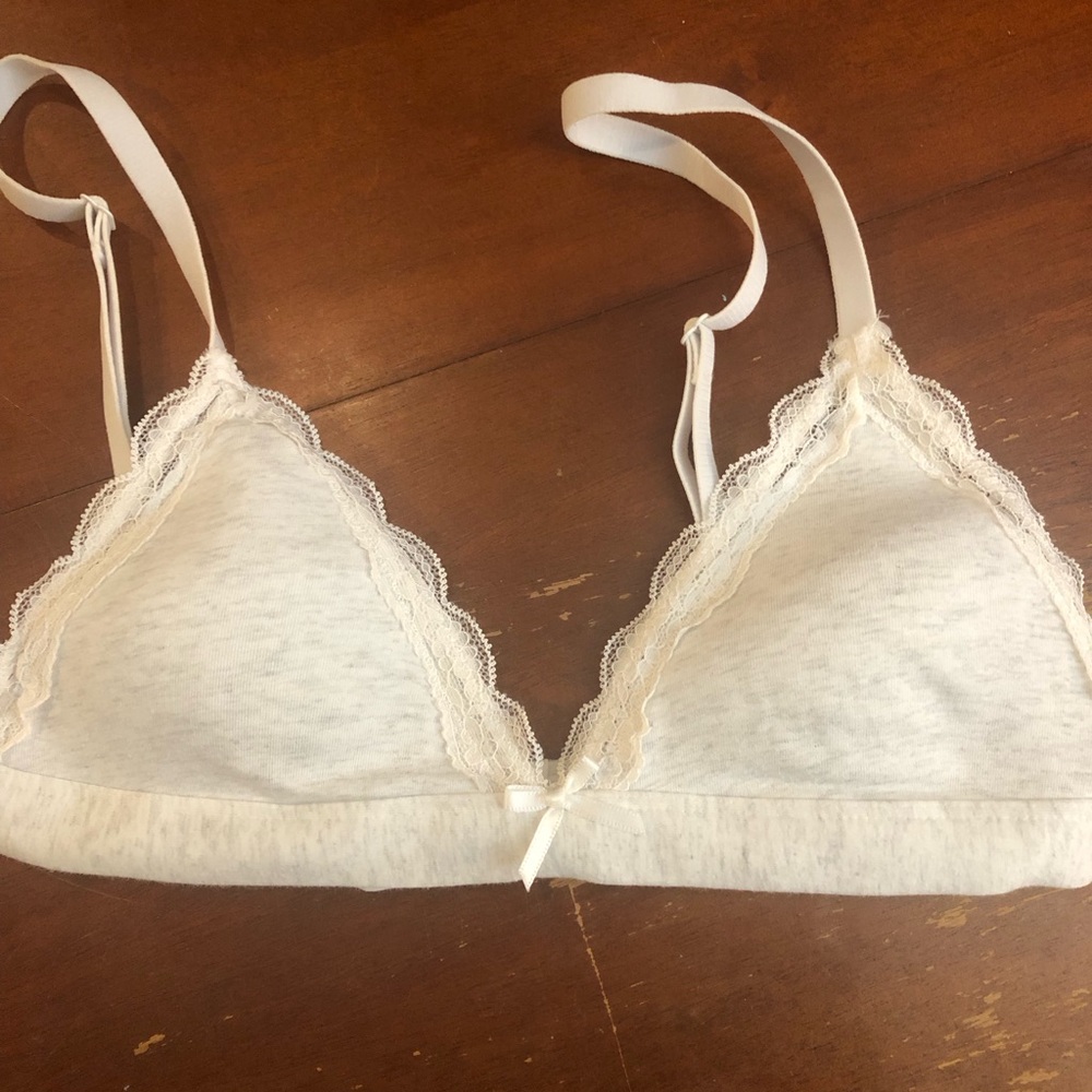 Elegant Cream Lace Trim Bralette